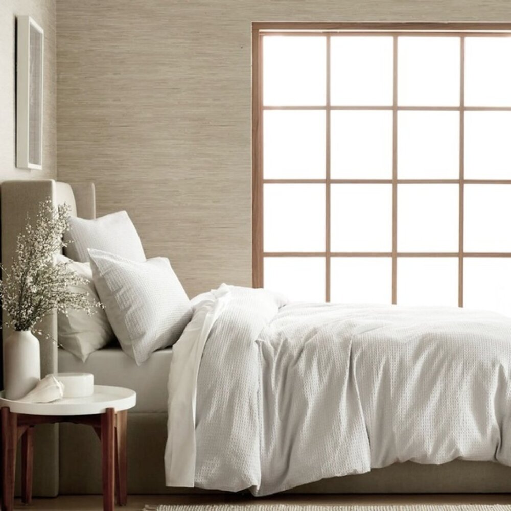 NWT Quince Organic Luxe Honeycomb Twin Duvet Cover in Light Grey - Picture 2 of 5